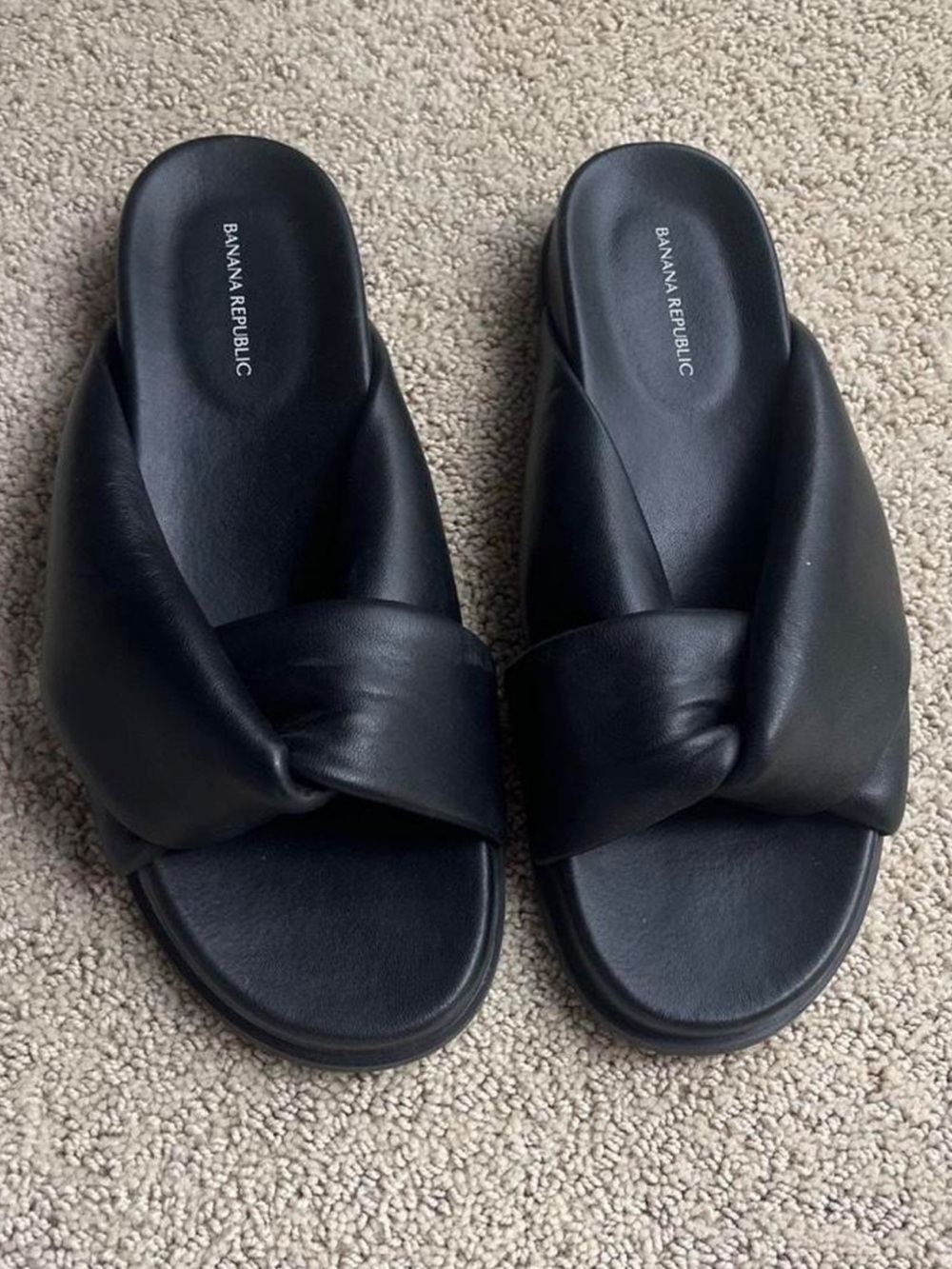 Banana Republic Black Twisted Slide Sandals